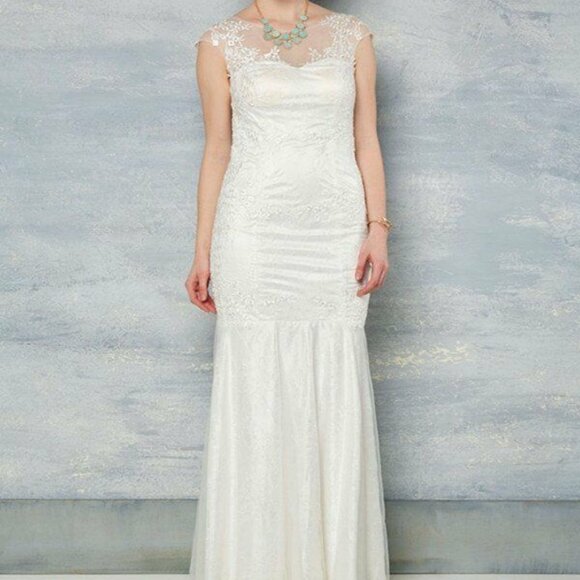 Decode 1.8 for ModCloth Lace Mermaid Wedding Dress Size 0 NWT - Picture 1 of 9